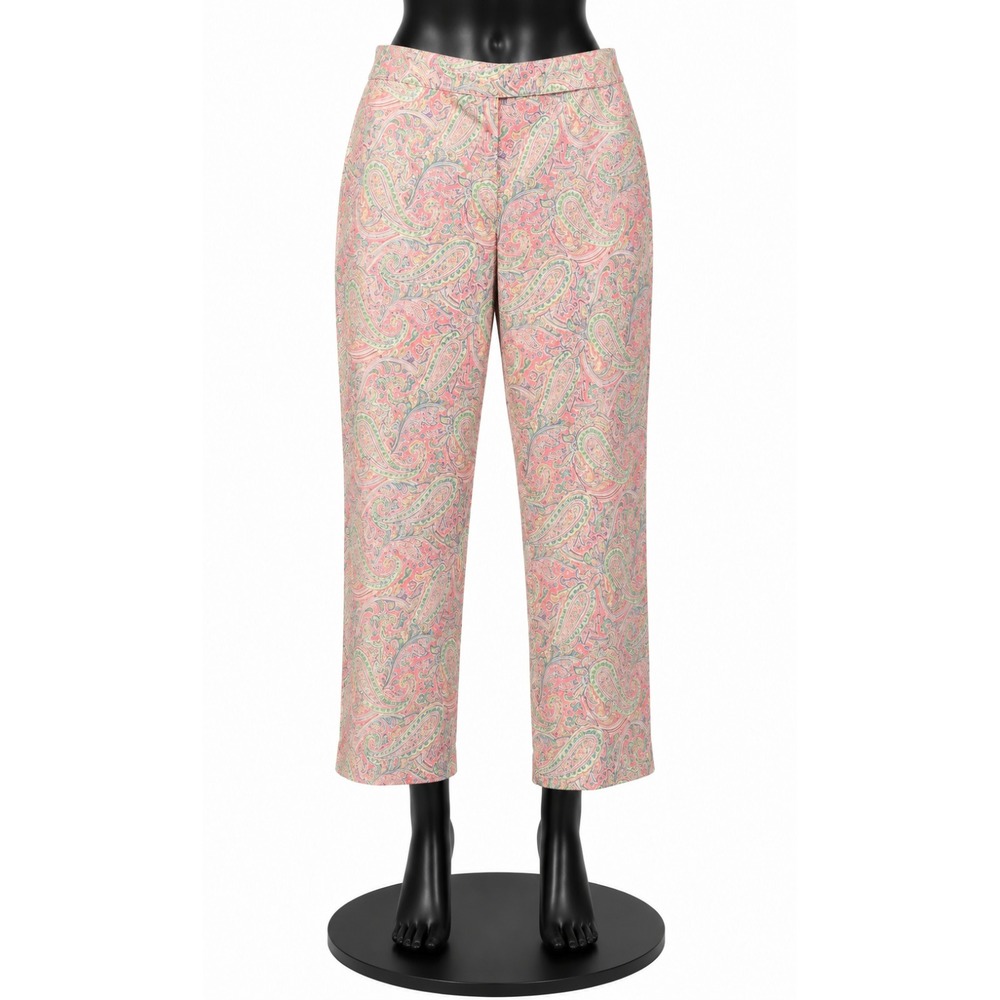 Izod Womens Capris Crops Sz 6 Pink Paisley Print Zipper Closure Cotton Stretch